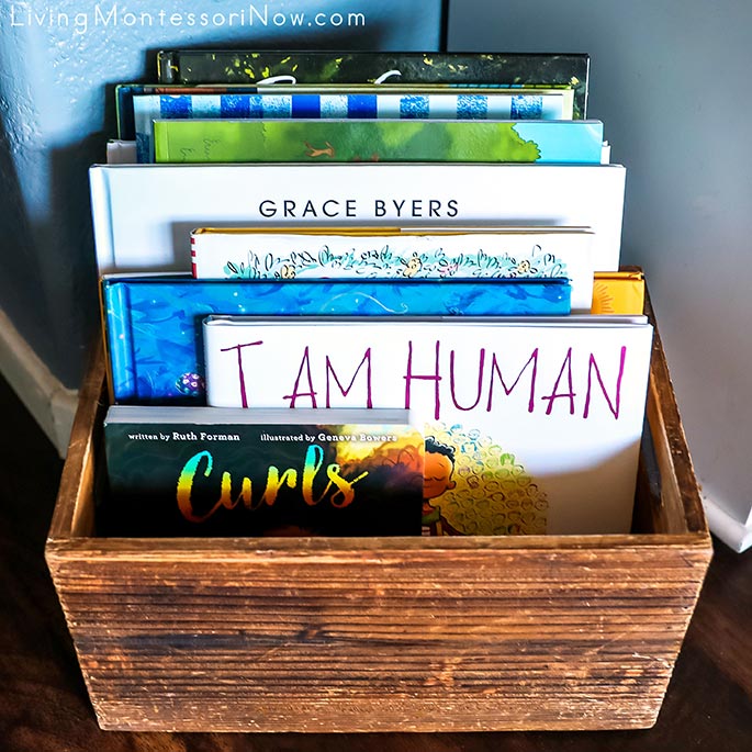 Book Basket with Books Celebrating Diversity
