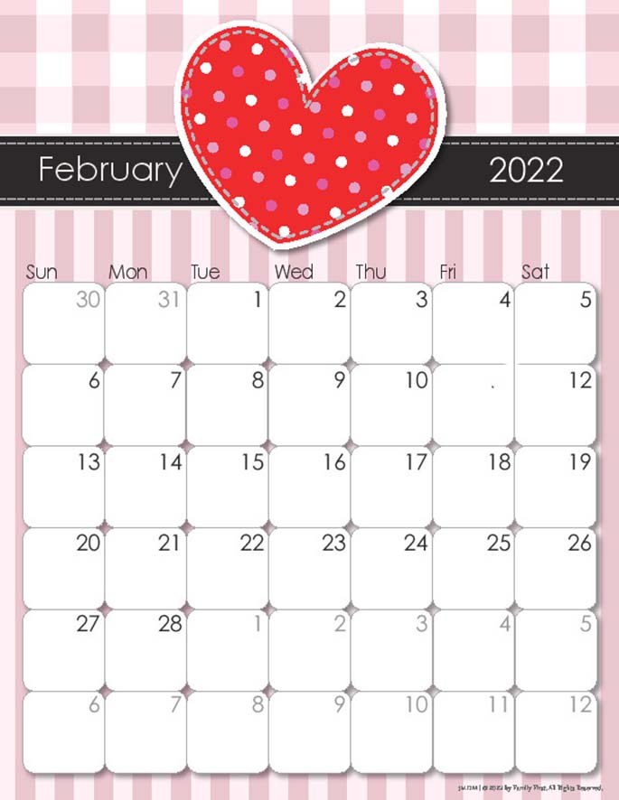 February 2022 Calendar from iMom