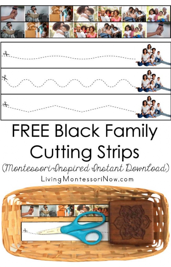 FREE Black Family Cutting Strips (Montessori-Inspired Instant Download)