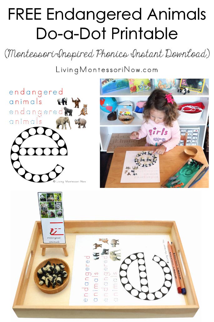 Free Endangered Animals Do-a-Dot Printable (Montessori-Inspired Phonics Instant Download)