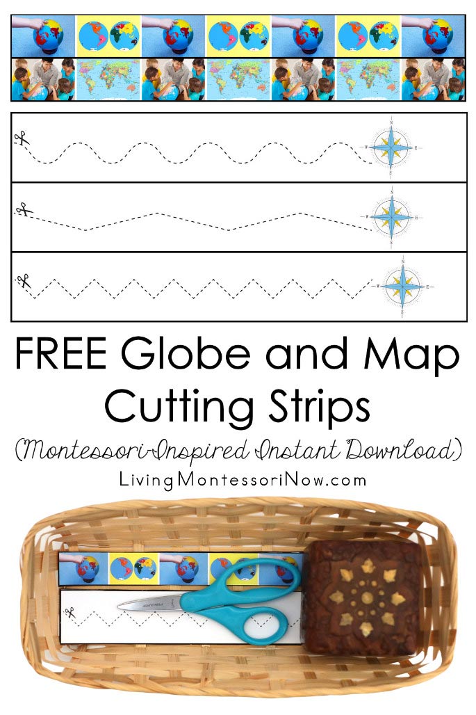 FREE Globe and Map Cutting Strips (Montessori-Inspired Instant Download)