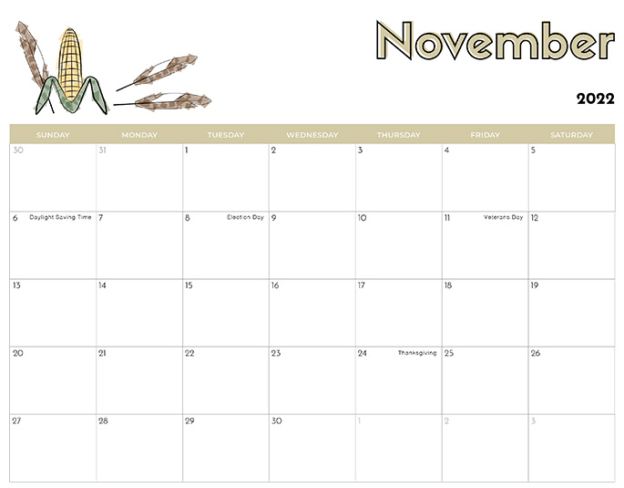 November 2022 Calendar from iMom