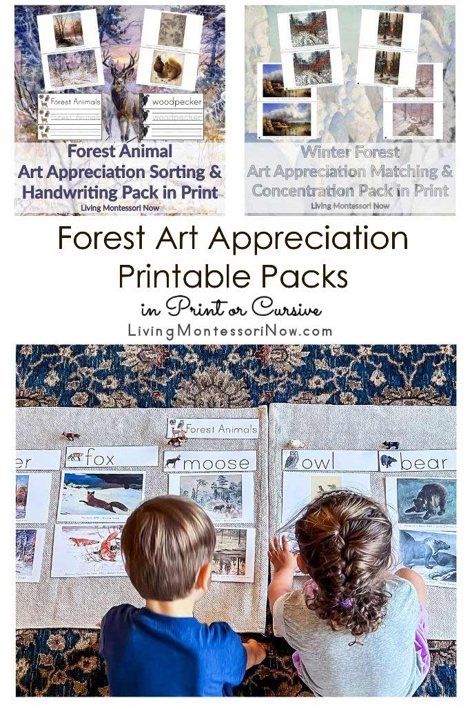 Forest Art Appreciation Printable Packs in Print or Cursive