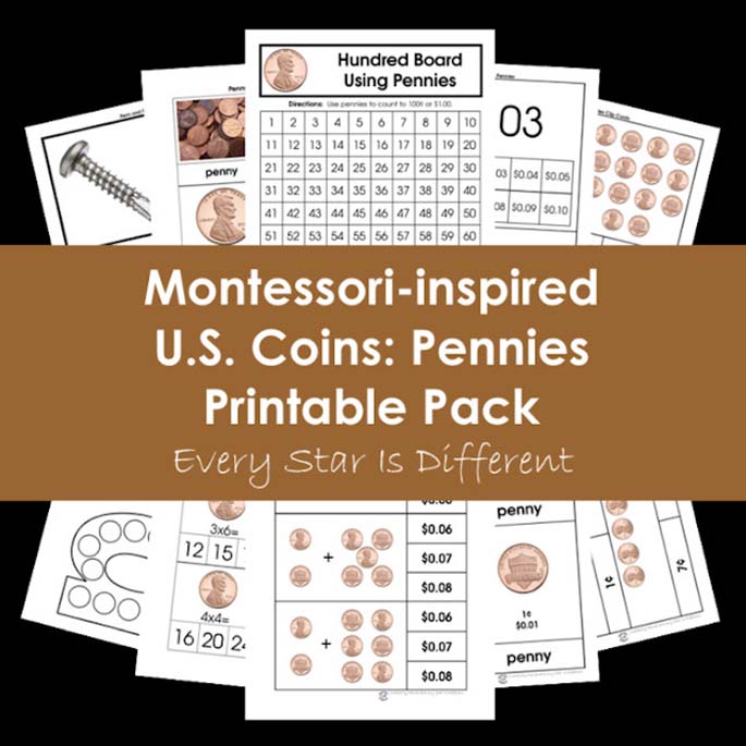 Montessori-Inspired U.S. Coins - Pennies Printable Pack from Every Star Is Different