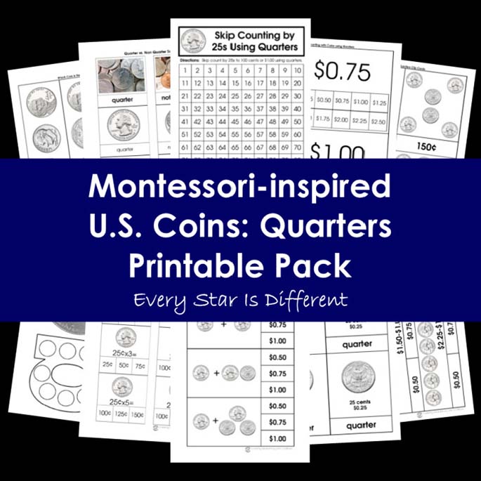 Montessori-Inspired U.S. Coins - Quarters Printable Pack