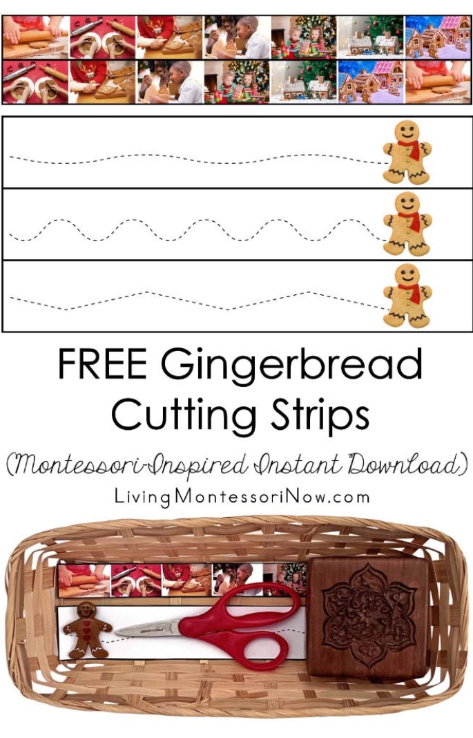 FREE Gingerbread Cutting Strips (Montessori-Inspired Instant Download)