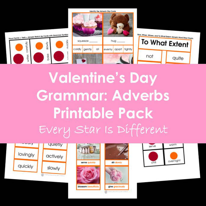 Valentine's Day Grammar Adverbs Printable Pack from Every Star Is Different