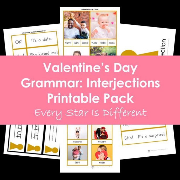 Valentine's Day Grammar Interjections Printable Pack from Every Star is Different