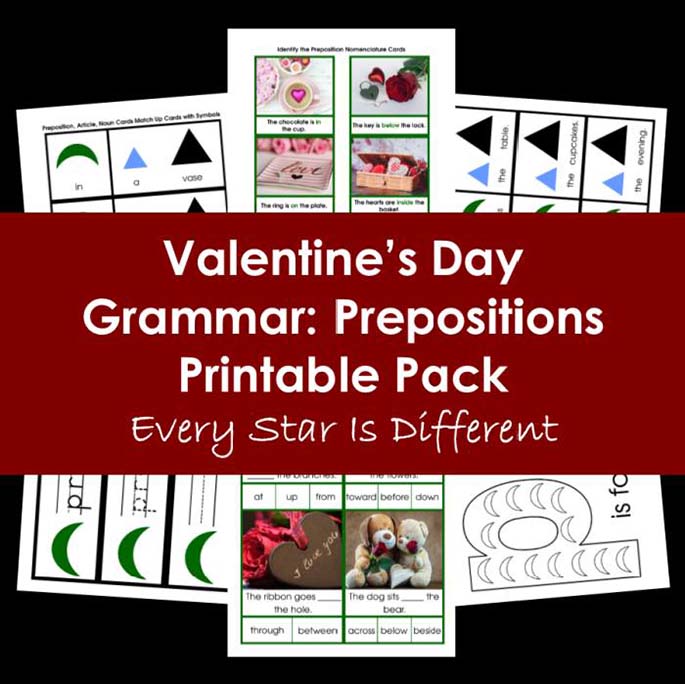 Valentine's Day Grammar Prepositions Printable Pack from Every Star Is Different