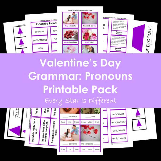 Valentine's Day Grammar Pronouns Printable Pack from Every Star Is Different