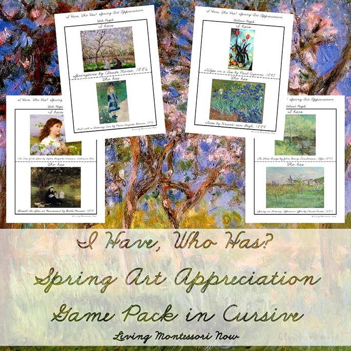 I Have, Who Has Spring Art Appreciation Game Pack in Cursive