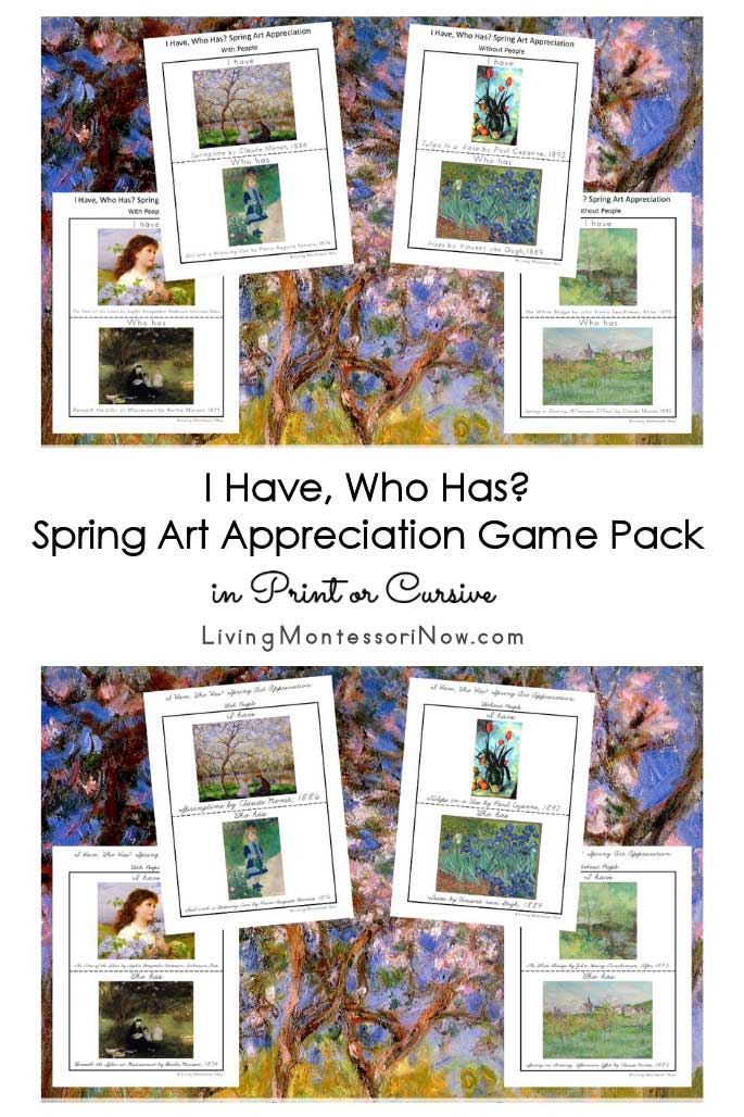 I Have, Who Has Spring Art Appreciation Game Pack in Print or Cursive