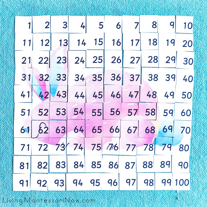 Math 100 Chart Surprise Pink Easter Bunny
