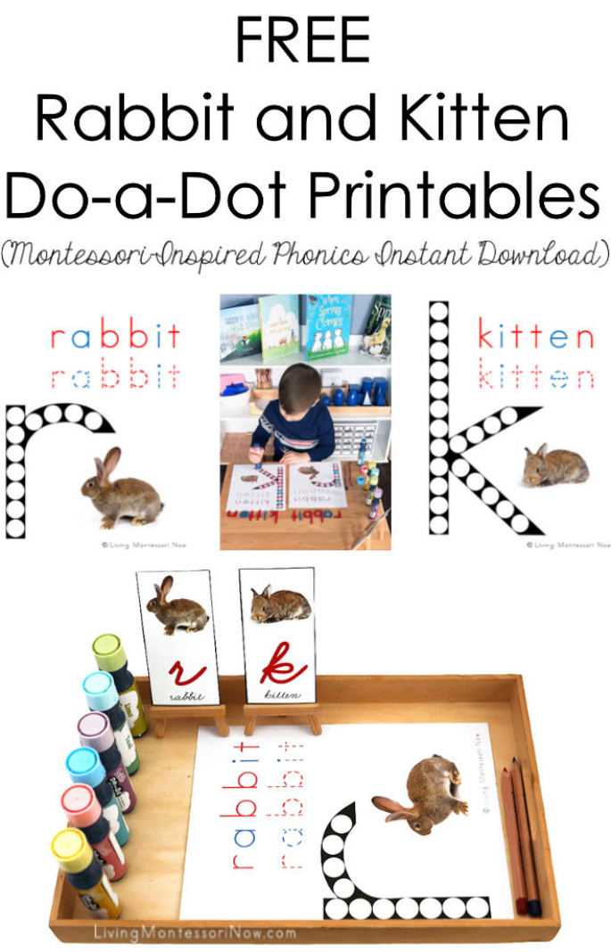 Free Rabbit and Kitten Do-a-Dot Printables (Montessori-Inspired Phonics Instant Download)