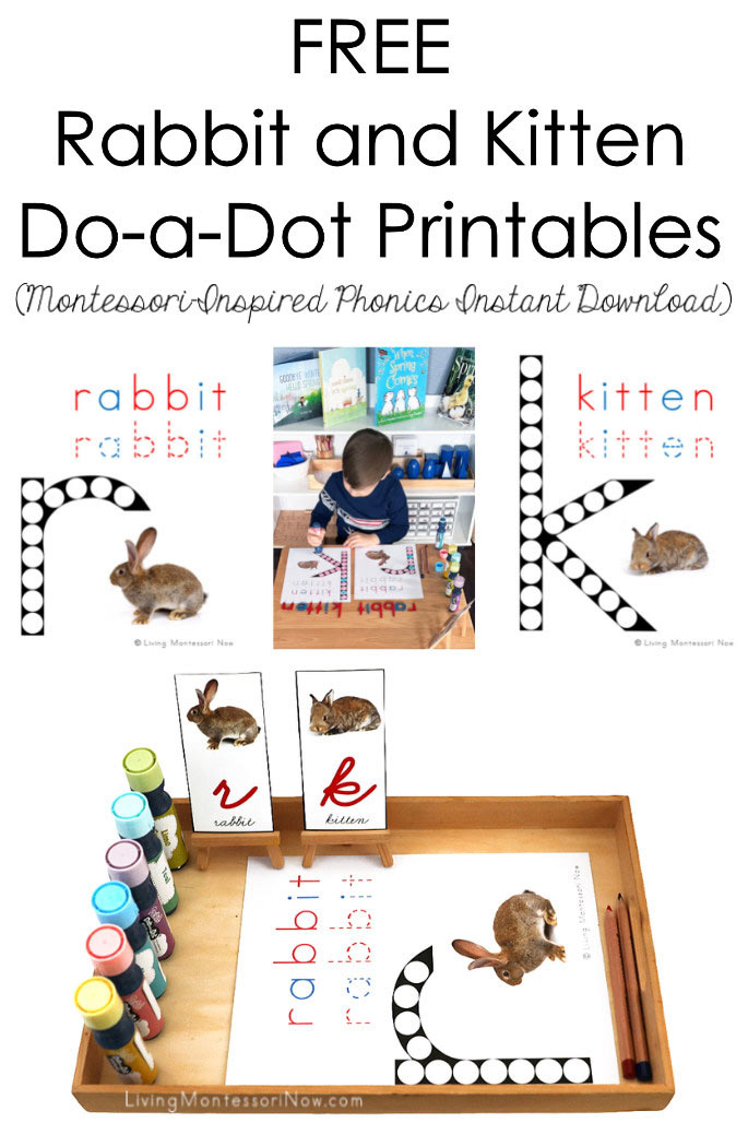 Free Rabbit and Kitten Do-a-Dot Printables (Montessori-Inspired Phonics Instant Download)