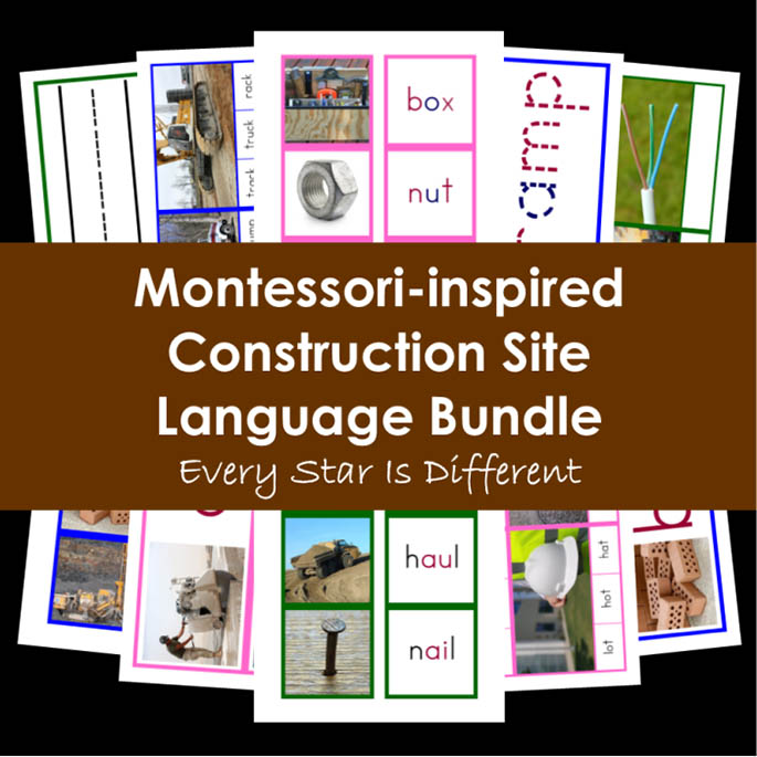 Montessori-Inspired Construction Site Language Printable Pack from Every Star Is Different