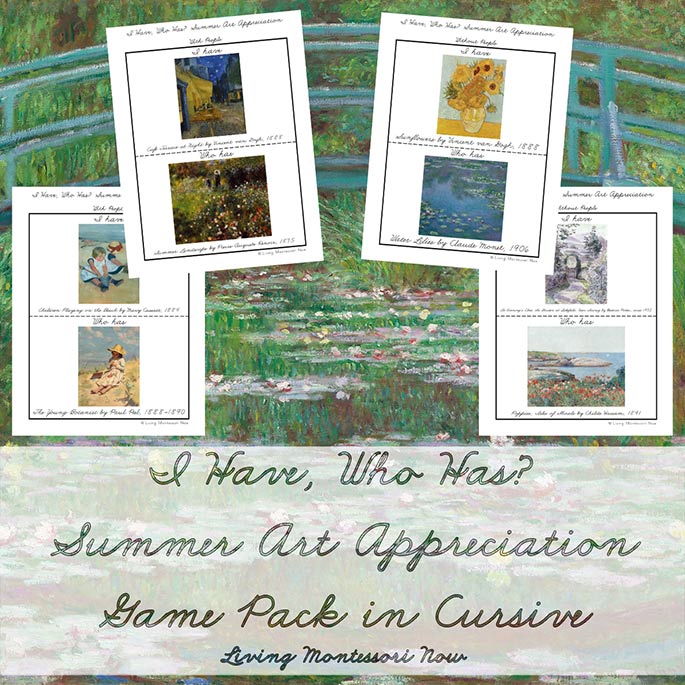 I Have, Who Has? Summer Art Appreciation Game Pack in Cursive