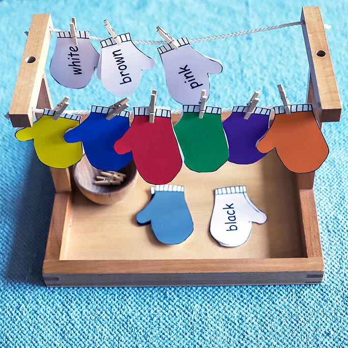 Mitten and Color Word Matching and Practical Life Activity