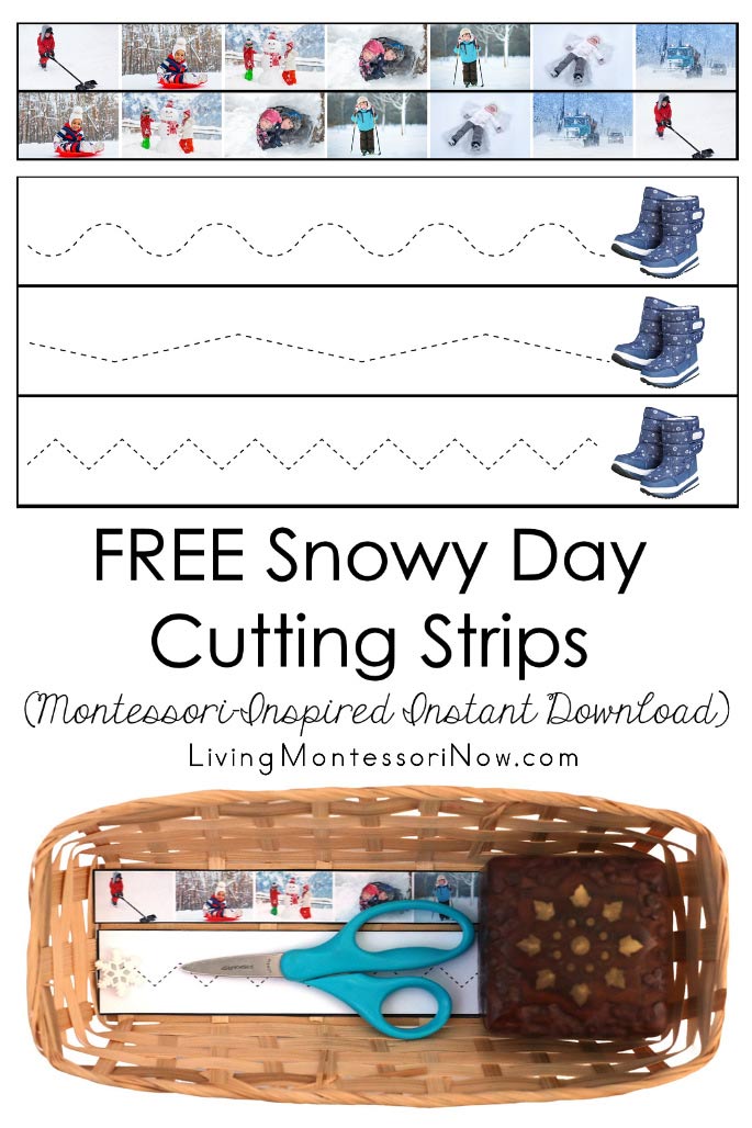 FREE Snowy Day Cutting Strips (Montessori-Inspired Instant Download)