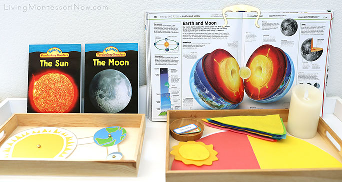 Shelf with Earth and Moon Revolution Activities