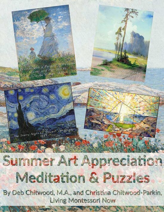 Summer Art Appreciation Meditation and Puzzles in Print or Cursive