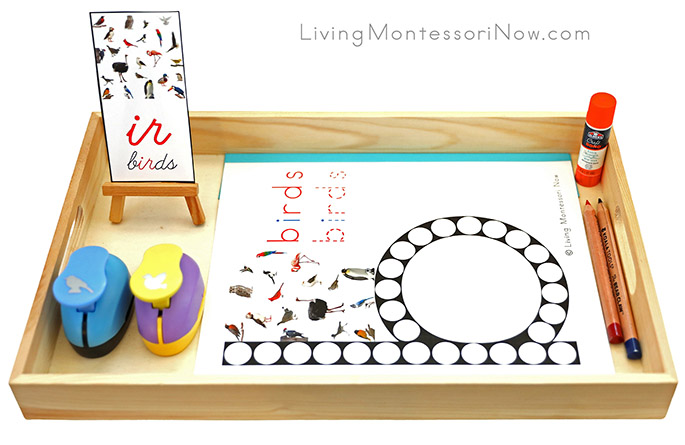 Tray with Birds Do-a-Dot Printable and Bird Punch Work