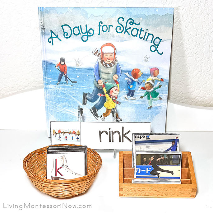 A Day for Skating Book with Ice Skating Vocabulary Cards, Alphabet Cards, and 3-Part Cards
