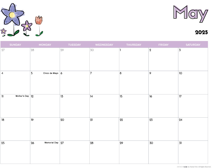 May 2025 Calendar from iMom