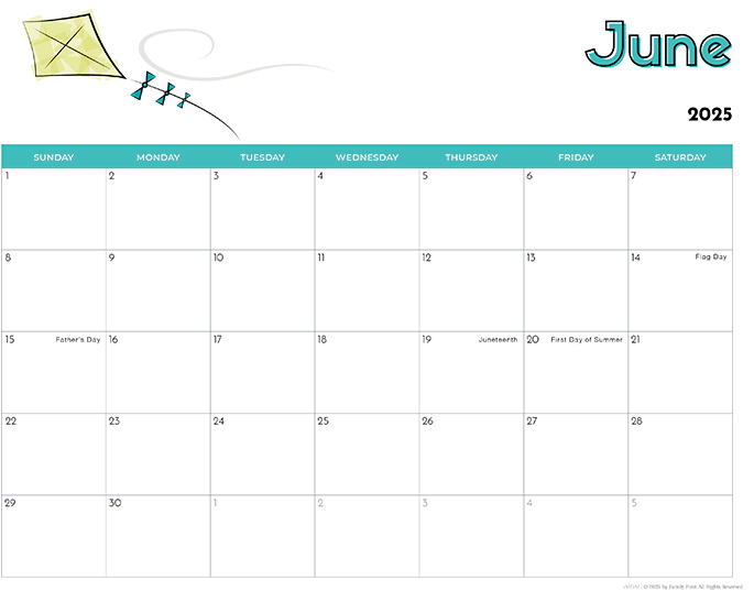 June 2025 Calendar from iMom