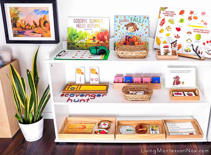 Montessori Shelves with Fall Scavenger Hunt Themed Activities and Renoir Art Print Montessori Shelves with Fall Scavenger Hunt Themed Activities and Renoir Art Print
