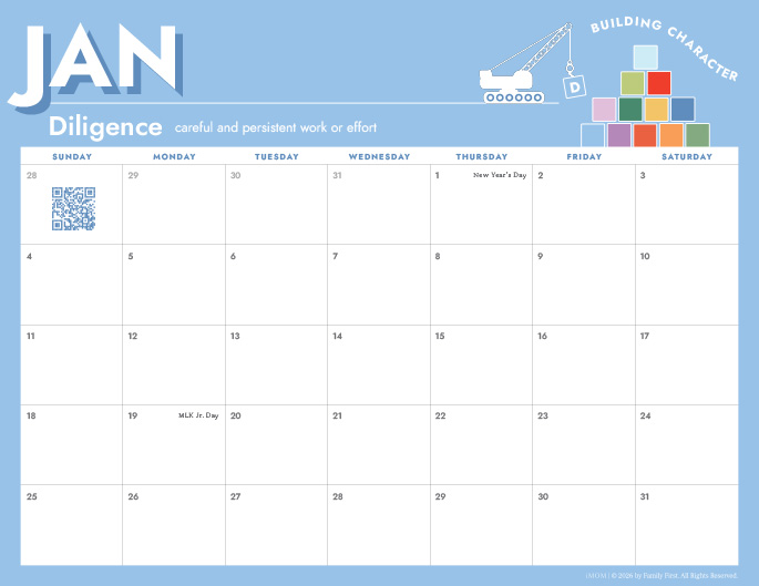 January 2026 Calendar from iMom January 2026 Calendar from iMom