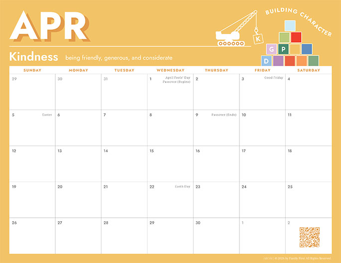 April 2026 Calendar from iMom April 2026 Calendar from iMom