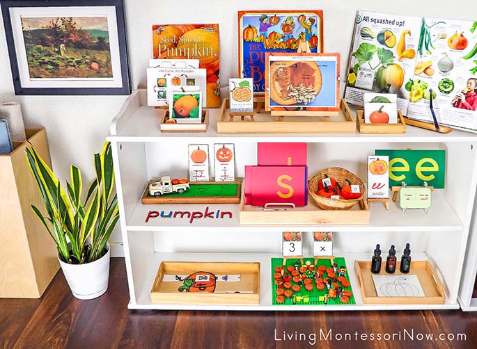 Montessori Shelves with Pumpkin-Themed Activities and Paul Peel Art Print Montessori Shelves with Pumpkin-Themed Activities and Paul Peel Art Print