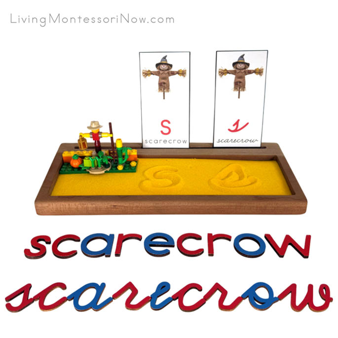 Sand Writing Tray for a Scarecrow and Corn Theme Sand Writing Tray for a Scarecrow and Corn Theme