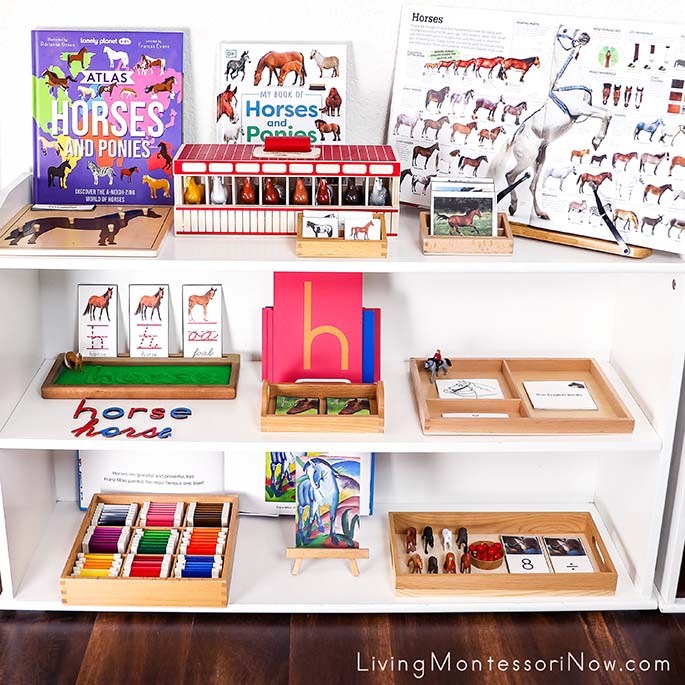 M0ntessori Shelves with Horse-Themed Activities M0ntessori Shelves with Horse-Themed Activities