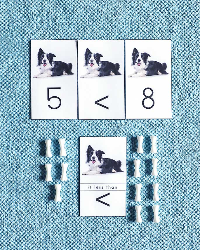 Border Collie and Bone Greater Than, Less Than Activity Border Collie and Bone Greater Than, Less Than Activity