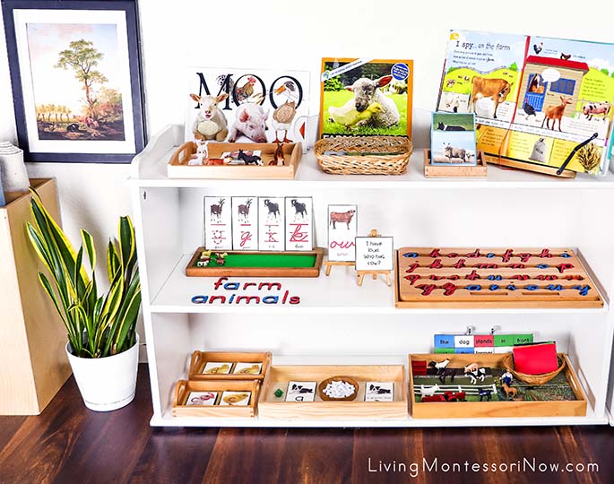 Montessori Shelves with Farm Animal Themed Activities and Jacob van Strij Art Print Montessori Shelves with Farm Animal Themed Activities and Jacob van Strij Art Print