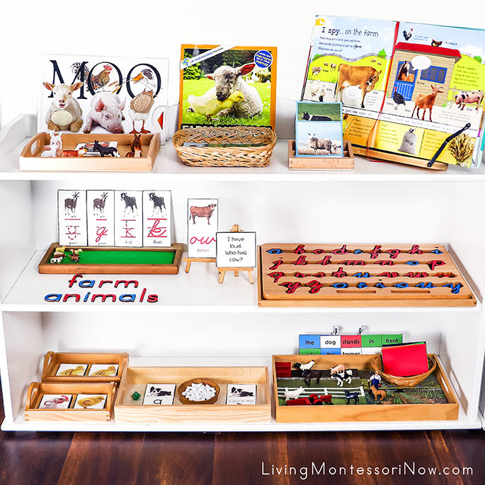 Montessori Shelves with Farm Animal Themed Activities Montessori Shelves with Farm Animal Themed Activities