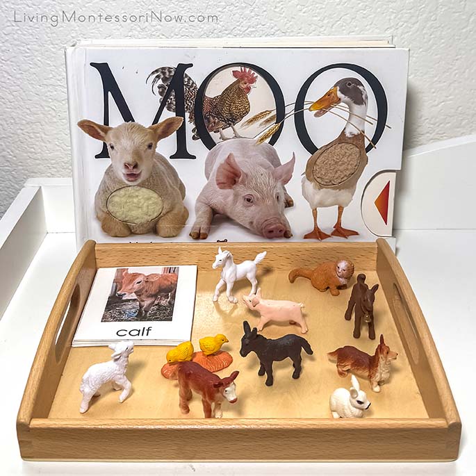 Moo Book with Farm Babies Figures and Cards Moo Book with Farm Babies Figures and Cards