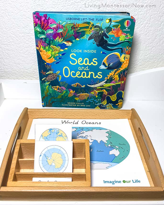 Look Inside Seas and Oceans Book with World Oceans 3-Part Cards and Chart Look Inside Seas and Oceans Book with World Oceans 3-Part Cards and Chart