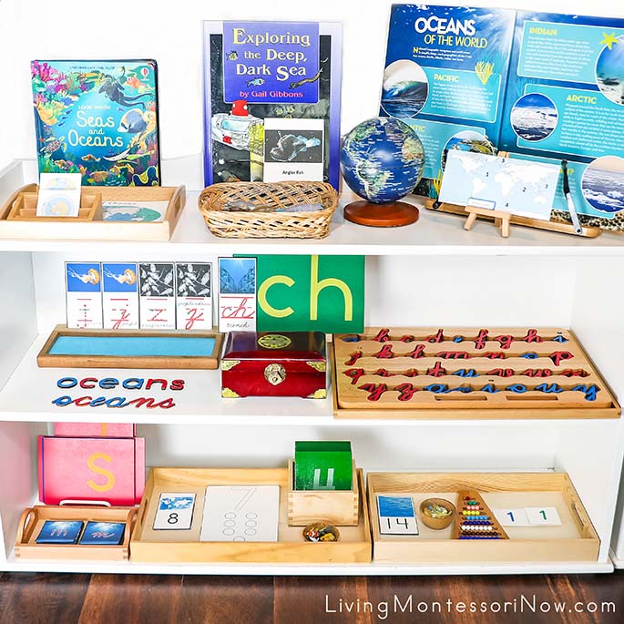 Montessori Shelves with Oceans-Themed Activities Montessori Shelves with Oceans-Themed Activities